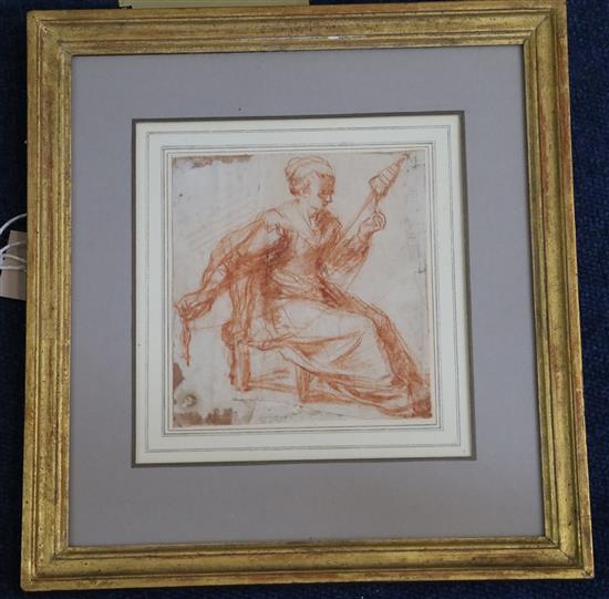 Attributed to Jacopo da Empoli (1554-1640) Clotho 5 x 4.75in.